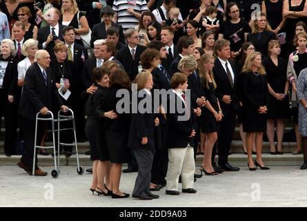 NO FILM, NO VIDEO, NO TV, NO DOCUMENTARY - Kennedy family members gather as hearse bearing Sen. Edward Kennedy arrives at the U.S. Capitol in Washington, DC, USA, on August 29, 2009. Photo by Jamie Rose/MCT/ABACAPRESS.COM Stock Photo