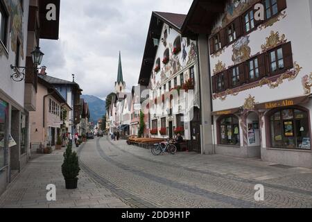 Ludwigstrasse, Pedestrian Street, Partenkirchen, Garmisch-Partenkirchen, Bavaria, Germany Stock Photo