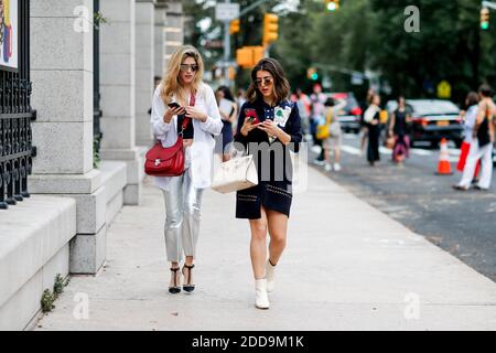 Street style, Fer Medina and Pamela Allier arriving at Tory Burch spring summer 2019 ready-to-wear show, held at Cooper Hewitt, in New York City, NY, USA, on September 7, 2018. Photo by Marie-Paola Bertrand-Hillion/ABACAPRESS.COM Stock Photo