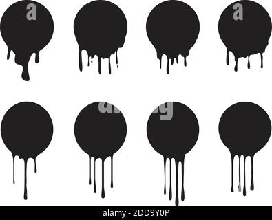 Black splash isolated on white background. Ink drips vector outline image. Set icon. Stock Vector
