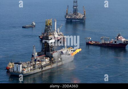 NO FILM, NO VIDEO, NO TV, NO DOCUMENTARY - Transocean's Discoverer Enterprise drilling vessel burns gas from the damaged Deepwater Horizon wellhead in the Gulf of Mexico on Thursday, May 20, 2010. Photo by James Edward Bates/Biloxi Sun Herald/MCT/ABACAPRESS.COM Stock Photo