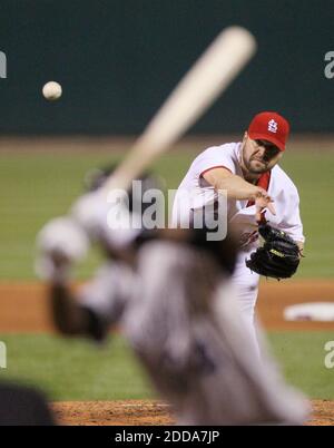 NO FILM, NO VIDEO, NO TV, NO DOCUMENTARY - St. Louis Cardinals starting pitcher Jake Westbrook works against the Colorado Rockies at Busch Stadium in St. Louis, MO, USA on October 1, 2010. Photo by Chris Lee/St. Louis Post-Dispatch/MCT/ABACAPRESS.COM Stock Photo