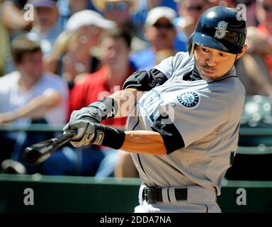 Seattle Mariners Ichiro Suzuki gets hit number 200 in the second inning  against the Texas Rangers September 13, 2009 at the Rangers Ballpark in  Arlington, Texas. Ichiro became the first player to