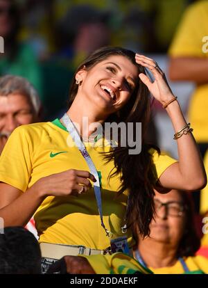 Natalia Loewe Becker, the wife of 25-year-old Brazil goalkeeper Alisson Becker at FIFA World Cup Brazil v Serbia match at Spartak Stadium, Moscow, Russia on June 27, 2018. Photo by Christian Liewig/ABACAPRESS.COM Stock Photo