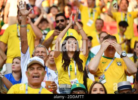 Natalia Loewe Becker, the wife of 25-year-old Brazil goalkeeper Alisson Becker at FIFA World Cup Brazil v Serbia match at Spartak Stadium, Moscow, Russia on June 27, 2018. Photo by Christian Liewig/ABACAPRESS.COM Stock Photo