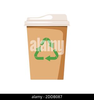 Coffee to go eco cup isolated on white background. Stock Vector