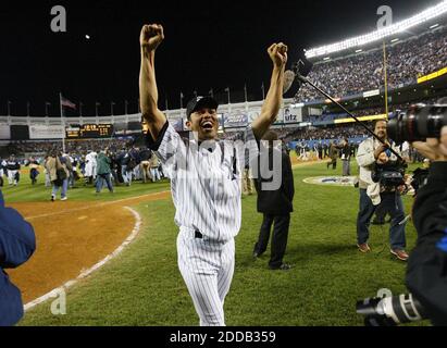 New York Yankees American League All-Star pitcher Mariano Rivera holds the  MVP Trophy after the 84th MLB All-Star Game at Citi Field in New York City  on July 16, 2013. The American