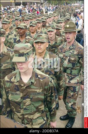 NO FILM, NO VIDEO, NO TV, NO DOCUMENTARY - © KRT/ABACA. 51737-2. Columbus-GA-USA, October 25, 2003. Army recruits from Fort Benning march Saturday morning during the Parade of Heroes honoring soldiers who fought in the Iraq, Afghanistan, and other places in the war on terrorism. Stock Photo