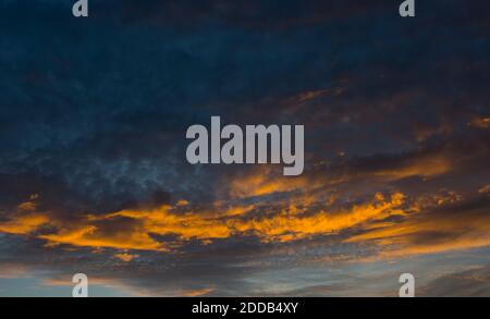 Autumn sky at sunset, Warwickshire, England, UK Stock Photo