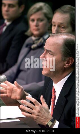 NO FILM, NO VIDEO, NO TV, NO DOCUMENTARY - © Chuck Kennedy/KRT/ABACA. 56247-1. Washington-DC-USA, February 26, 2002. Former Enron Chief Executive Officer Jeffrey Skilling testifies on Capitol Hill before the Senate Commerce Committee hearing on Enron. Stock Photo