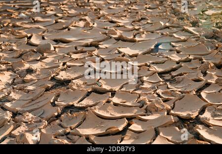dry cracks on the ground, severe water shortage. Climate change Stock Photo