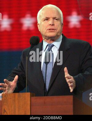 NO FILM, NO VIDEO, NO TV, NO DOCUMENTARY - U.S. Senator John McCain (AZ) speaks during the evening session of the 2004 Republican National Convention at Madison Square Garden in New York City, New York, on Monday, August 30, 2004. Photo by Paul Toplke/Akron Beacon Journal/KRT/ABACA Stock Photo