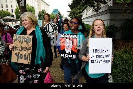 Demonstrators opposed to the Supreme Court nominee Brett Kavanaugh hold ...