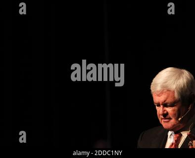 NO FILM, NO VIDEO, NO TV, NO DOCUMENTARY - Republican presidential candidate Newt Gingrich addresses an audience at the Newberry Opera House in Newberry, South Carolina, USA, Thursday, November 29, 2011. Photo by C. Aluka Berry/The State/MCT/ABACAPRESS.COM Stock Photo