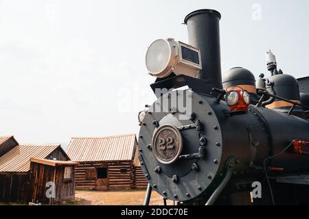 South Park City, Colorado - September 16, 2020: View of the locomotive train, in the ghost town Stock Photo