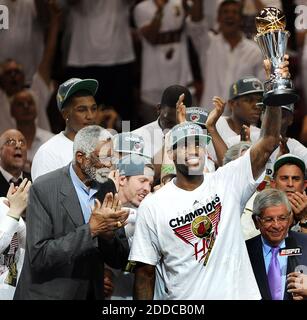 The Bill Russell NBA Finals MVP Trophy is photographed on June 10