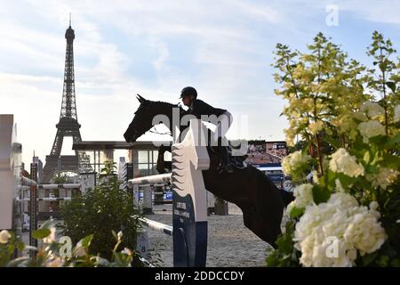 Jennifer Gates competes on day 2 of the 5th Longines Paris Eiffel Jumping on July 5, 2018 in Paris, France. Photo by Laurent Zabulon/ABACAPRESS.COM Stock Photo