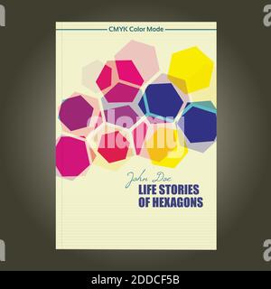 Abstract template brochure cover with color hexagons. Vector Stock Vector