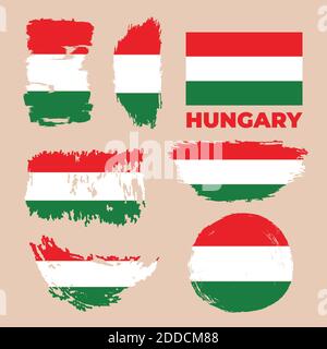 Abstract watercolor brush stroke flag for national day of Hungary Stock Vector