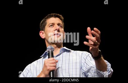 NO FILM, NO VIDEO, NO TV, NO DOCUMENTARY - Republican vice presidential candidate U.S. Rep. Paul Ryan (R-WI) speaks during a campaign rally at Christopher Newport University in Newport, Virginia, on Tuesday, September 18, 2012. Photo Sangjib Min/Newport News Daily Press/MCT/ABACAPRESS.COM Stock Photo