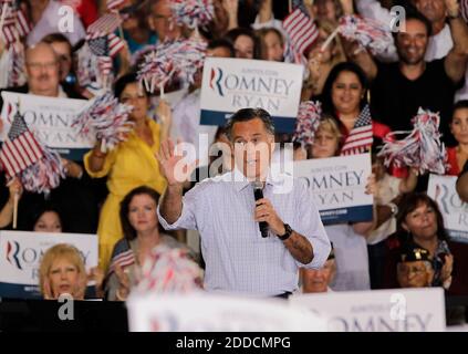 NO FILM, NO VIDEO, NO TV, NO DOCUMENTARY - Presidential candidate Mitt Romney addresses supporters in a campaign stop at the Dade County Youth Fair and Exposition's Darwin Fuchs Pavilion in Miami, Florida, USA, on Wednesday, September 19, 2012. Photo by Carl Juste/Miami Herald/MCT/ABACAPRESS.COM Stock Photo