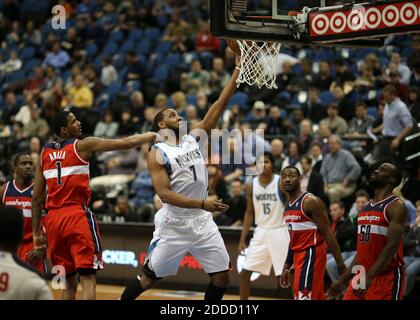 NO FILM, NO VIDEO, NO TV, NO DOCUMENTARY - The Minnesota Timberwolves' Derrick Williams scores in the first quarter against the Washington Wizards at Target Center in Minneapolis, MN, USA on March 6, 2013. Minnesota won, 87-82. Photo by Jeff Wheeler/Minneapolis Star Tribune/MCT/ABACAPRESS.COM Stock Photo