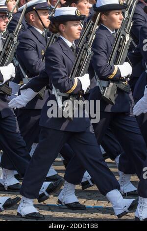 Military french Women troup during the annual Bastille Day military parade on the Champs-Elysees avenue in Paris, France on July 14, 2018. Photo by Nasser Berzane/ABACAPRESS.COM. Stock Photo