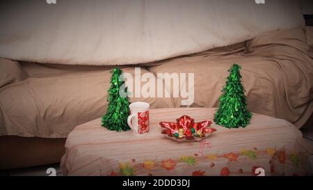 Christmas Candy and decor on the table! Stock Photo