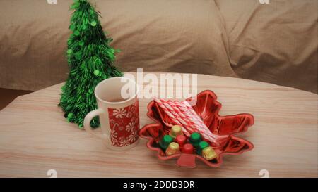 Christmas Candy and decor on the table! Stock Photo