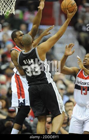 NO FILM, NO VIDEO, NO TV, NO DOCUMENTARY - San Antonio Spurs power forward Boris Diaw (33) takes a shot during the first half against the Washington Wizards at the Verizon Center in Washington, DC, USA on February 5, 2014. Photo by Mitchell Layton/MCT/ABACAPRESS.COM Stock Photo