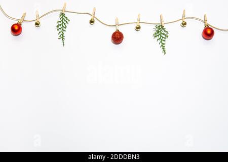 Christmas composition. Christmas, winter, new year concept. Flat lay Stock Photo