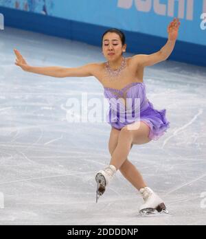 NO FILM, NO VIDEO, NO TV, NO DOCUMENTARY - Mao Asada of Japan falls during her short program in ladies' figure skating at the Iceberg Skating Palace during the Winter Olympics in Sochi, Russia, Wednesday, February 19, 2014. Photo by Brian Cassella/Chicago Tribune/MCT/ABACAPRESS.COM Stock Photo