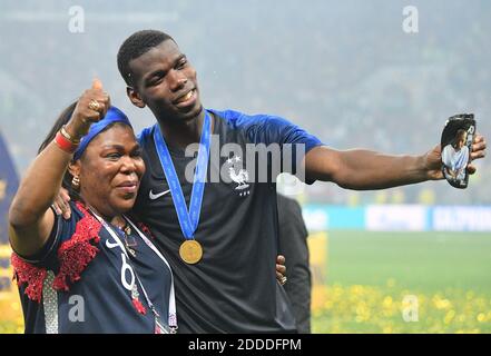 France's Paul Pogba celebrates with his mother Yeo Moriba after winning 4-2 the 2018 FIFA World cup final football match France v Croatia at Luzhniki stadium in Moscow, Russia on July 15, 2018. Photo by Christian Liewig/ABACAPRESS.COM Stock Photo