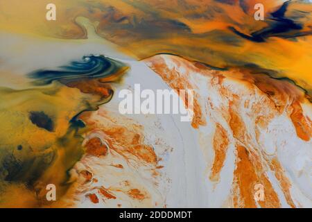 Aerial view of brown acidic landscape of Rio Tinto Mines area Stock Photo