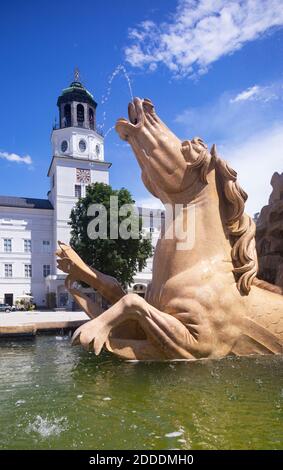 View of fountain in town, Salzburg, Austria Stock Photo