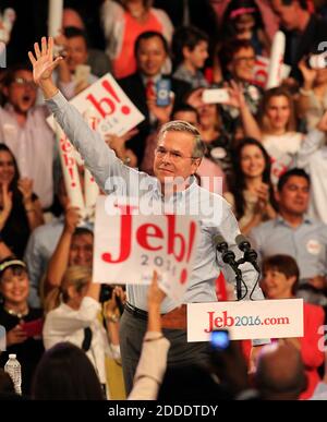 NO FILM, NO VIDEO, NO TV, NO DOCUMENTARY - The crowd cheers as former Florida Gov. Jeb Bush announces his candidacy for president on Monday, June 15, 2015, at the Kendall campus of Miami Dade College in Kendall, FL, USA. Photo by Patrick Farrell/Miami Herald/TNS/ABACAPRESS.COM Stock Photo