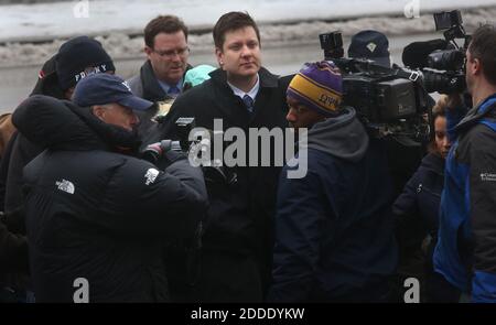 NO FILM, NO VIDEO, NO TV, NO DOCUMENTARY - Police officer Jason Van Dyke arrives at the Leighton Criminal Court building in Chicago, IL, USA, on Tuesday, December 29, 2015. He plead not guilty in the shooting death of Laquan McDonald. Van Dyke was caught on dashcam video shooting 17-year-old Laquan McDonald 16 times to his death in October 2014. Photo by Nancy Stone/Chicago Tribune/TNS/ABACAPRESS.COM Stock Photo