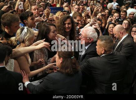 NO FILM, NO VIDEO, NO TV, NO DOCUMENTARY - Democratic presidential candidate Sen. Bernie Sanders greets his supporters during a campaign event in Miami, FL, USA, at the James L. Knight Center on Tuesday, March 8, 2016. Photo by Pedro Portal/El Nuevo Herald/TNS/ABACAPRESS.COM Stock Photo
