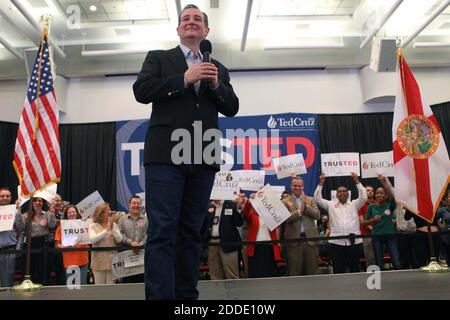 NO FILM, NO VIDEO, NO TV, NO DOCUMENTARY - Republican presidential candidate Sen. Ted Cruz speaks during a campaign rally at Miami-Dade College's Wolfson Campus in Miami, FL, USA, on Wednesday, March 9, 2016. Photo by Roberto Koltun/El Nuevo Herald/TNS/ABACAPRESS.COM Stock Photo