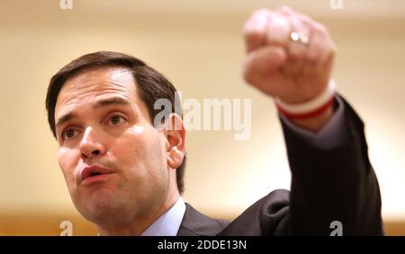 NO FILM, NO VIDEO, NO TV, NO DOCUMENTARY - Republican presidential candidate Marco Rubio speaks during a rally in The Villages, FL, USA, on Sunday, March 13, 2016. Photo by Joe Burbank/Orlando Sentinel/TNS/ABACAPRESS.COM Stock Photo