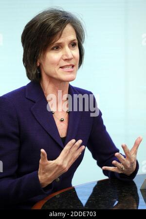 NO FILM, NO VIDEO, NO TV, NO DOCUMENTARY - File photo : US Attorney Sally Yates talks during a panel discussion between top Atlanta women executives at the Atlanta Journal-Constitution in Atlanta, GA, USA, on Tuesday March 26, 2013. Donald Trump has fired the acting US attorney general, after she questioned the legality of his immigration ban. Sally Yates, who had been appointed under Barack Obama, earlier ordered justice department lawyers not to enforce the president's executive order. Photo by Phil Skinner/Atlanta Journal-Constitution/TNS/ABACAPRESS.COM Stock Photo