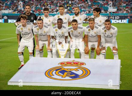 NO FILM, NO VIDEO, NO TV, NO DOCUMENTARY - The Real Madrid team poses for photographers before the start of International Champions Cup action against Manchester United at Hard Rock Stadium in Miami Gardens, FL, USA on Tuesday, July 31, 2018. Manchester United won, 2-1. Photo by Al Diaz/Miami Herald/TNS/ABACAPRESS.COM Stock Photo