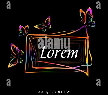 The rectangular frame is multicolored from the lines. Vector Stock Vector