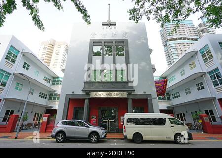 SINGAPORE -4 DEC 2019- View of the Aliwal Arts Centre, a heritage Art Deco building in the Kampong Glam conservation district of Singapore. Stock Photo