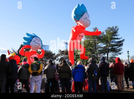 NO FILM, NO VIDEO, NO TV, NO DOCUMENTARY - The Voltron balloon is inflated near the end of the parade route during the 99th Philadelphia Thanksgiving Day Parade. High winds caused concern and balloons were unable to travel the entire 1.4 mile route. Philadelpia, PA, USA, November 22, 2018. Photo by Darryl Smith/TNS/ABACAPRESS.COM Stock Photo