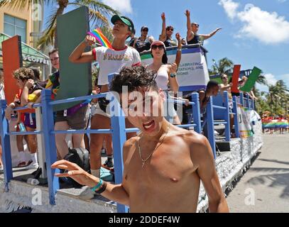 NO FILM, NO VIDEO, NO TV, NO DOCUMENTARY - UM shows their pride with their float as Miami Beach held its 11th annual LGBT 'Pride' Parade on Sunday, April 7, 2019 in Miami, FL, USA. Photo by Carl Juste/Miami Herald/TNS/ABACAPRESS.COM Stock Photo