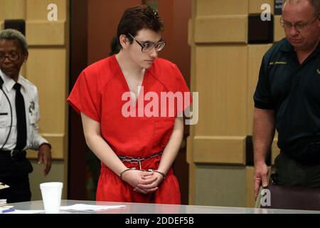 NO FILM, NO VIDEO, NO TV, NO DOCUMENTARY - Parkland school shooter Nikolas Cruz enters the courtroom for a hearing at the Broward Courthouse in Fort Lauderdale, FL, USA on Friday, April 5, 2019. Photo by Amy Beth Bennett/South Florida Sun Sentinel/TNS/ABACAPRESS.COM Stock Photo