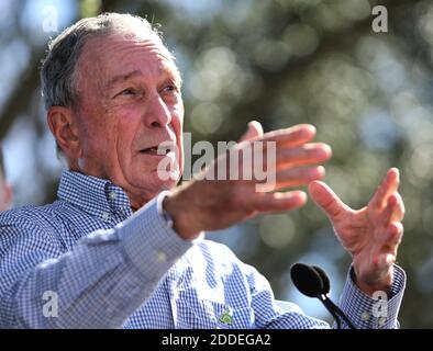 NO FILM, NO VIDEO, NO TV, NO DOCUMENTARY - File photo dated February 8, 2019 of Former New York mayor Michael Bloomberg delivers remarks during his visit to Orlando Utilities Commission's sustainable energy facility, Friday, February 8, 2018 in Orlando, FL, USA. Mike (Michael) Bloomberg officially entered the 2020 Democratic presidential race Sunday. While Bloomberg has yet to deliver the full details of his platform, his 12-year run as mayor as well as active philanthropy in political causes provide good clues. Photo by Joe Burbank/Orlando Sentinel/TNS/ABACAPRESS.COM Stock Photo