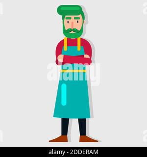 barberman standing vector illustration in flat style Stock Vector