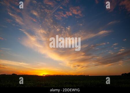 Dramatic sunset, Grand Forks County, North Dakota Stock Photo